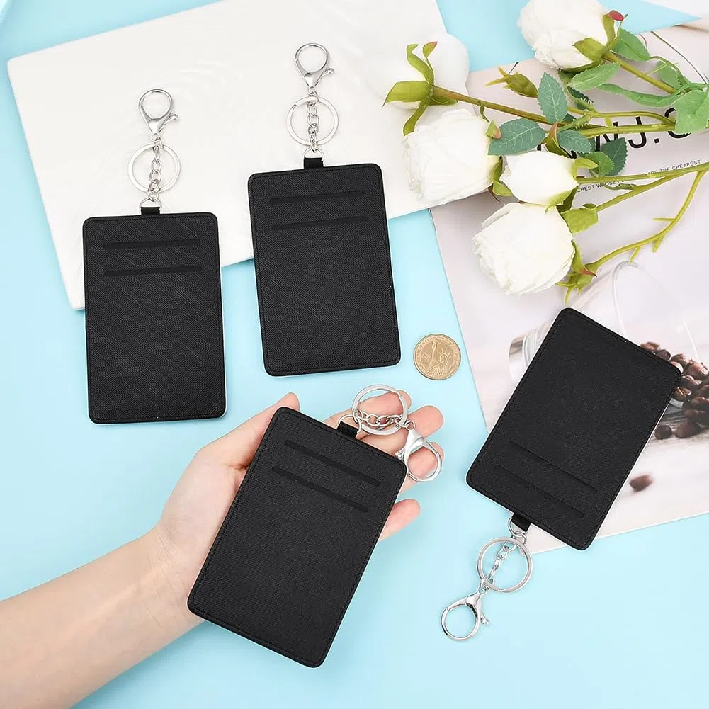 12 porte Cartes à Sublimation en Cuir Vierge pour Badge D'Identification à Imprimer Par Transfert Thermique avec Porte Clés pour le Travail les Voyages les Fournitures de Bureau pour Femmes e