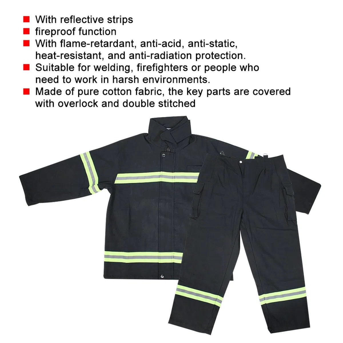 Tissting Vêtements Ignifuges Professionnels, Combinaison Résistante à la Chaleur avec Bandes Réfléchissantes, Confortable et Respirant en Coton Pur, Disponible en Tailles Multiples