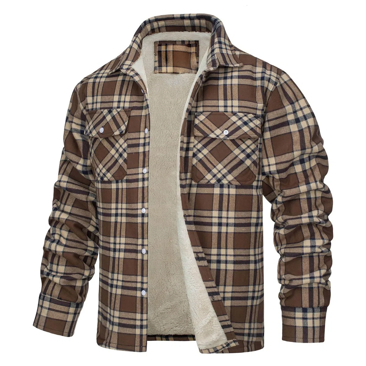 Veste de bûcheron doublée pour homme, veste de travail à carreaux, veste de travail pour homme, veste en flanelle sherpa, veste de bûcheron, veste de trekking, veste thermique, veste thermique