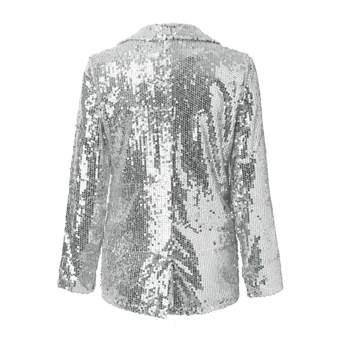 Blazer Décontracté à Revers à Paillettes pour Femmes Veste Pailletée Personnalisée à Manches Longues pour Femmes Adaptée Aux Dîners
