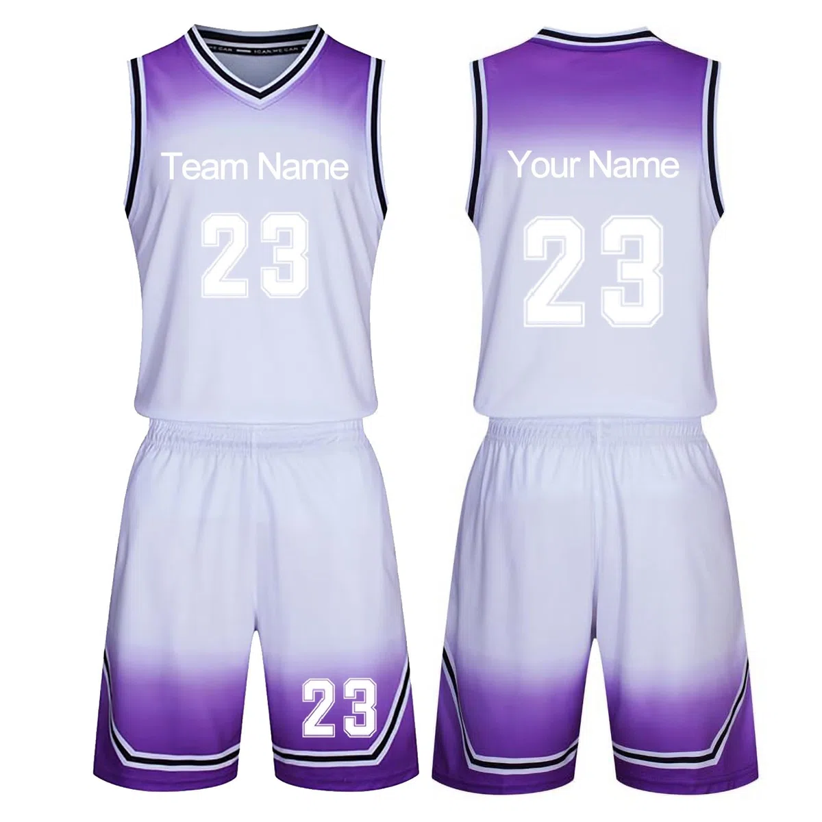 Maillot de Basket Personnalisé pour Enfants Adultes, Basketball T-Shirt Short Set 2 pièces Personnalisé avec Votre Nom, Numéro, Équipe (Color : White-1)