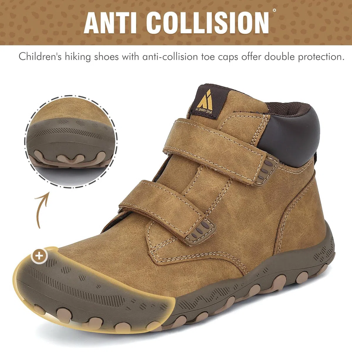 Mishansha Chaussures de Randonné Enfants Légères Bottes de Trekking Antidérapantes Respirant Chaussures de Marche pour Garçon et Fille, Brun Cacahuète, 35 EU
