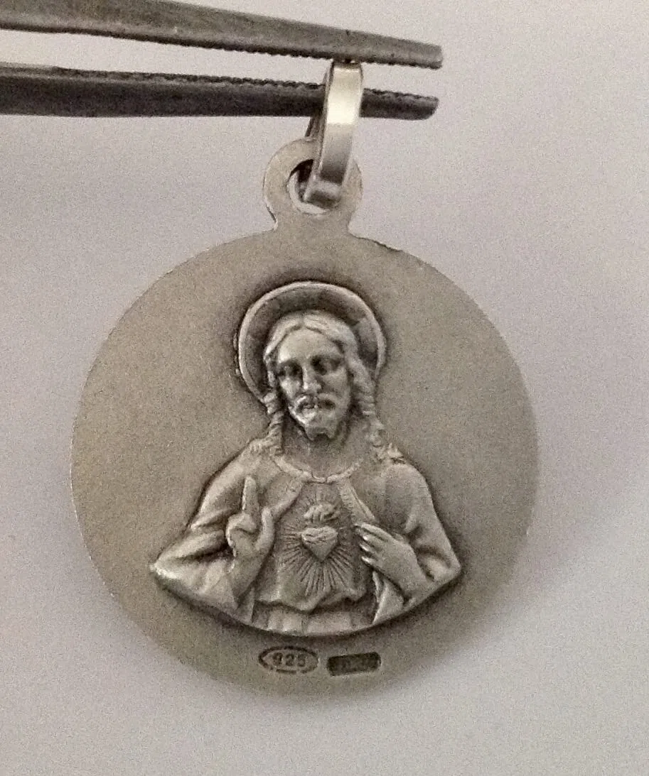 Médaille en argent 925 de Notre Dame du Scapulaire (Vierge du Mont Carmel) - Les médailles des saints patrons -100% Made in Italy