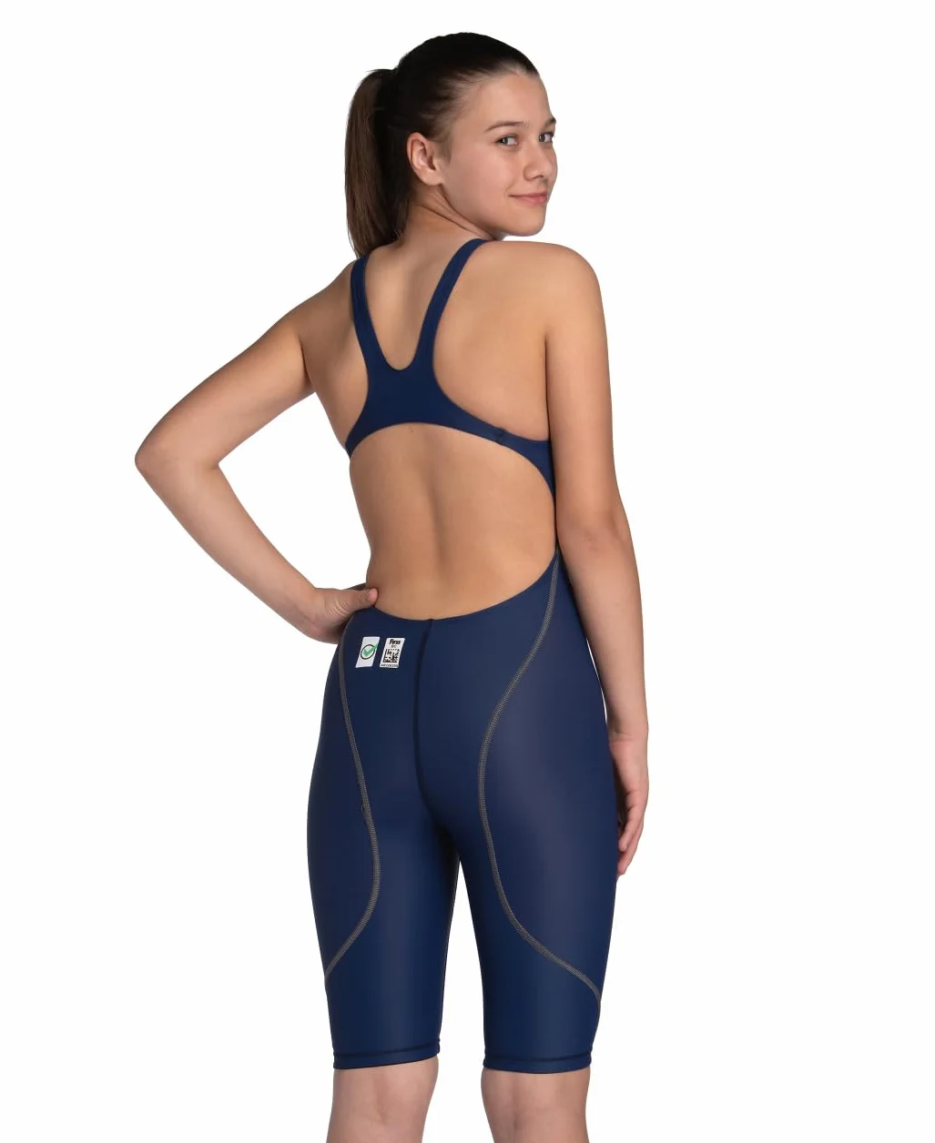 Arena Powerskin St Next Maillot de Bain Une Pièce Fille, Maillot de Bain Approuvé par la FINA, Maillot de Bain en Tissu Recyclé pour Fille, Maillot de Bain Une Pièce Doublé avec Bretelles Renforcées