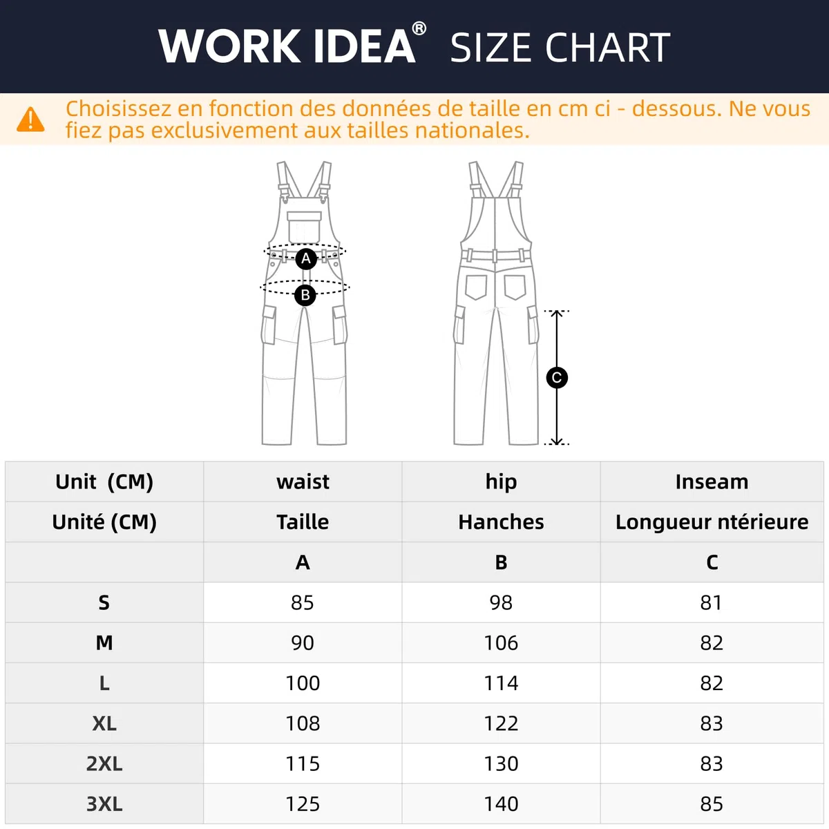 WORK IDEA Salopette de Travail pour Homme - Technologie Multi-Poches