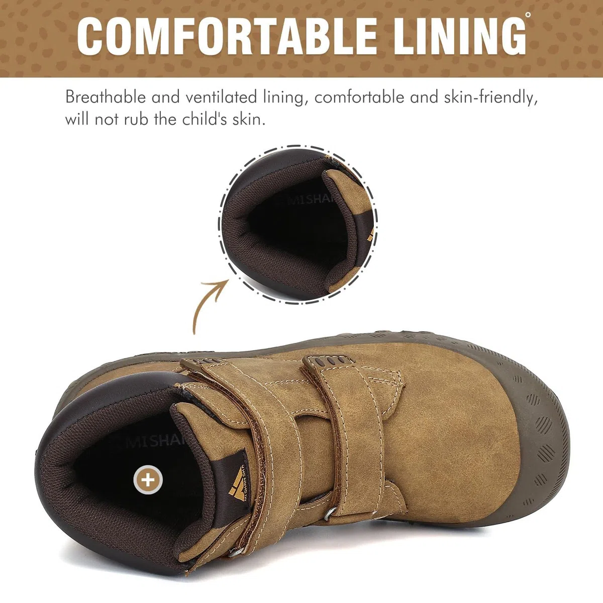 Mishansha Chaussures de Randonné Enfants Légères Bottes de Trekking Antidérapantes Respirant Chaussures de Marche pour Garçon et Fille, Brun Cacahuète, 35 EU