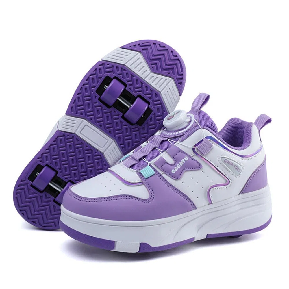 Hiseng Chaussure Roller Fille 31-40EU, Basket Roller pour Enfan Chaussure a Roulette Garcon Chaussure a Roulette Fille Garçons Chaussures Roller Roues Basket a Roulette Adolescents pour Extérieur
