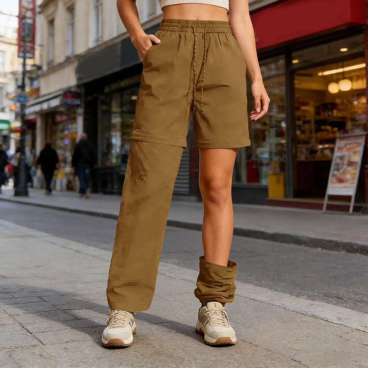 Pantalon Randonnée Femme Zippé Convertible Léger à séchage Rapide léger et Amovible étanche Respirant et à Séchage Rapide idéal pour Le Safari, pour l'été et Le Travail