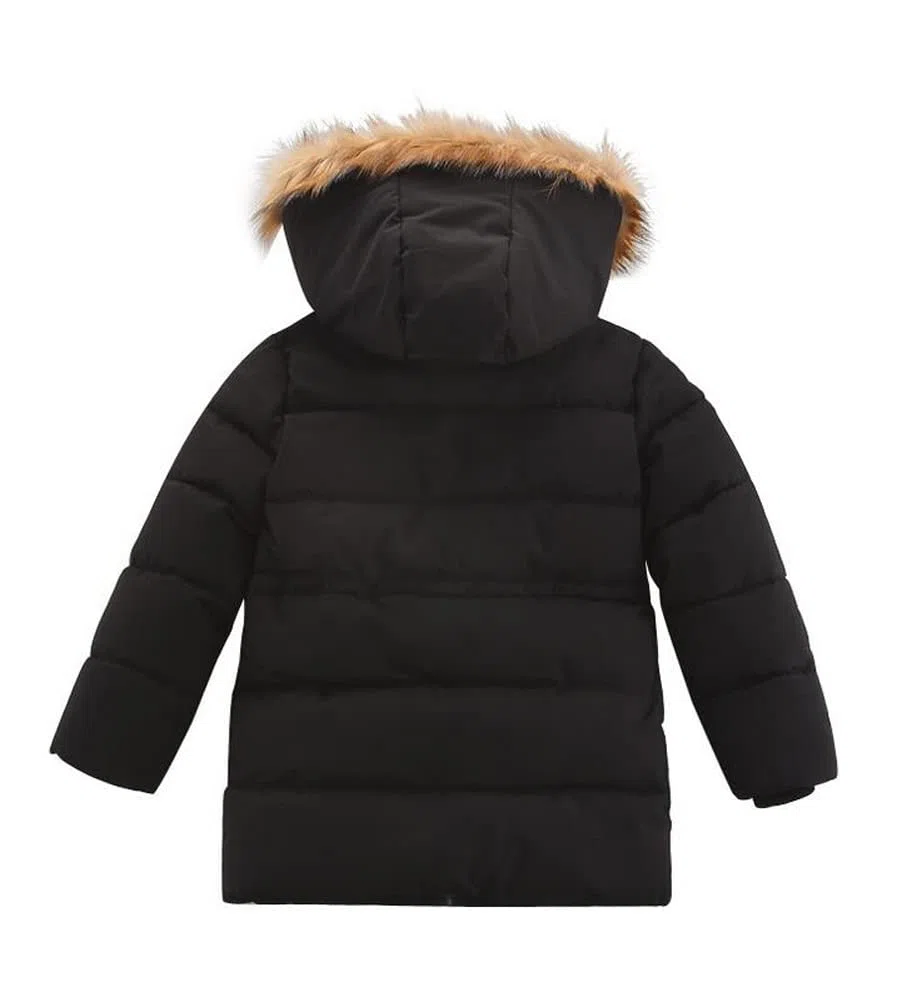 Enfant Garçon Veste d'hiver Chaud Manteau Mi Longue Doudoune à Capuche Fourrure Jacket