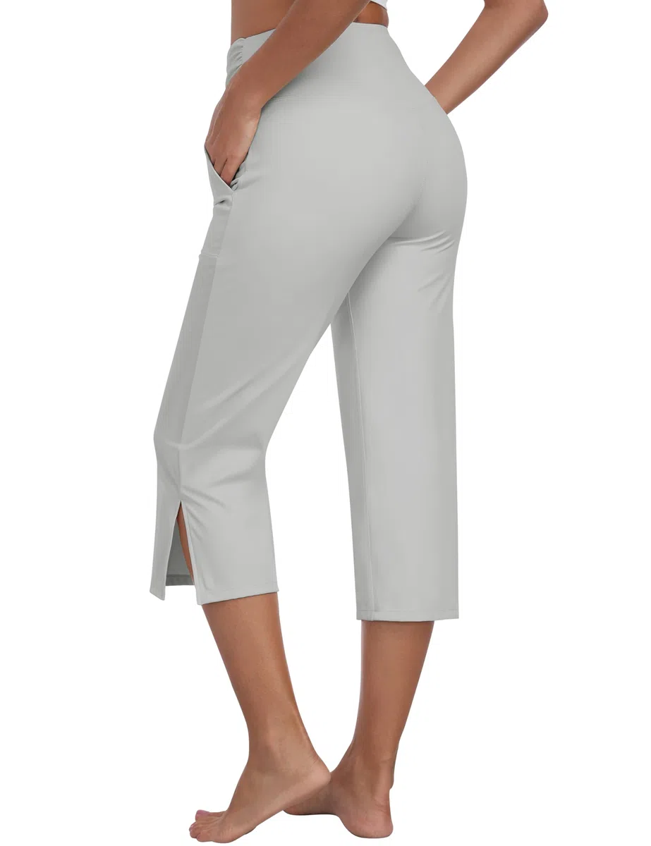 MoFiz Pantalon de randonnée 3/4 pour Femme Été Capri Pantalon de Yoga Stretch avec Poches