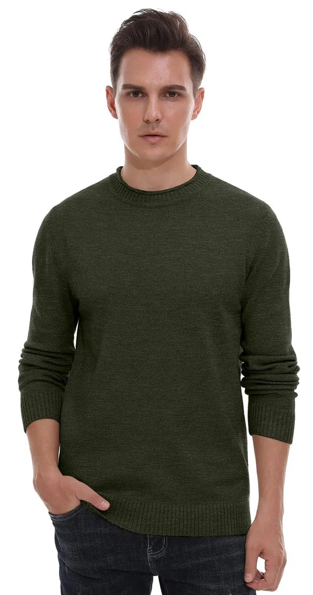 Sailwind Pull Homme Col Rond Maille Top Homme Classique Vintage Casuals Automne Hiver Couleur Unie Chaude