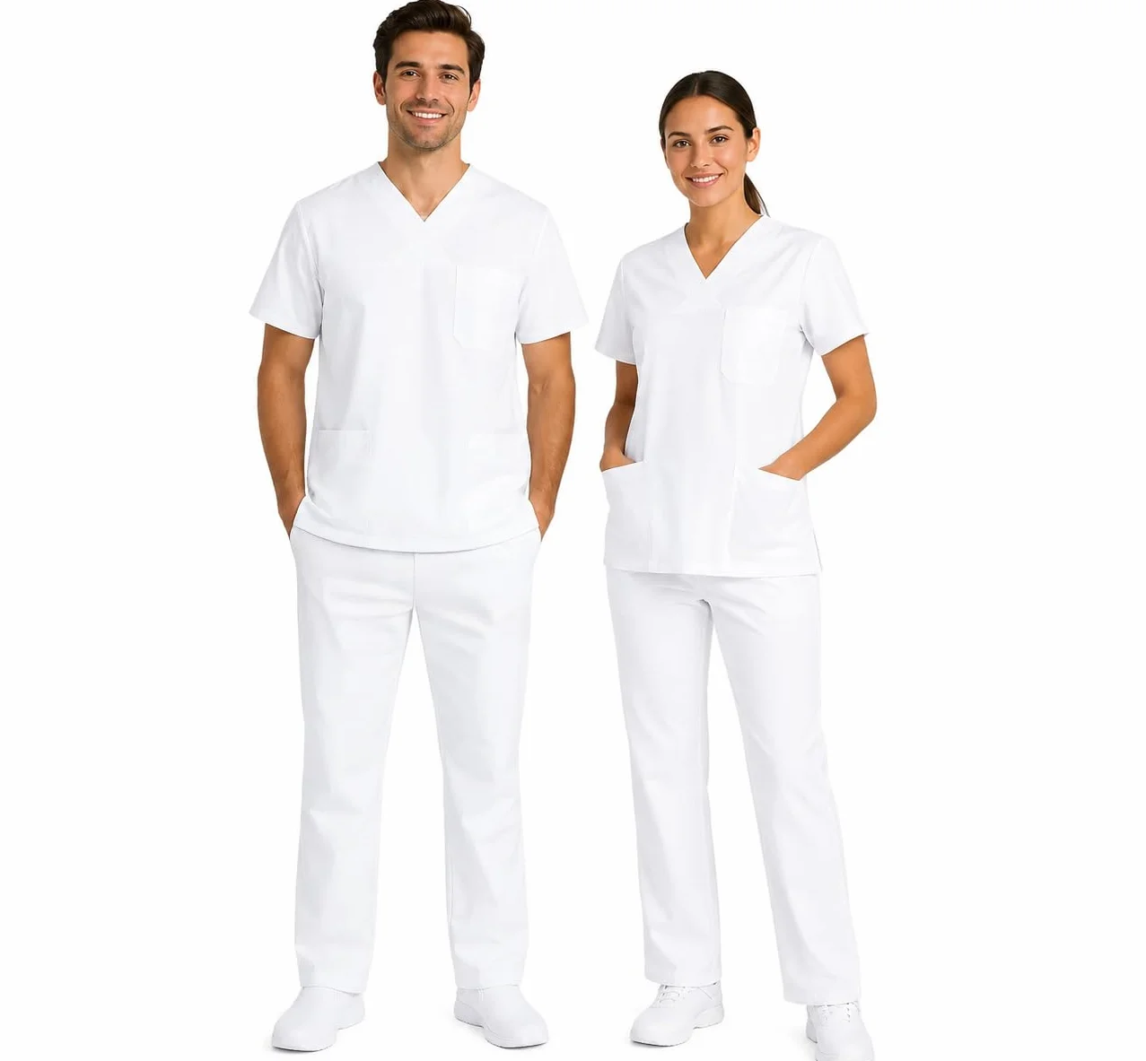 B-well Morelli 100% Coton Uniforme Médicale Unisexes Ensemble: Haut et Pantalons + Blouse Medicale Femme/Homme - Tenue Aide Soignante Professionnelle