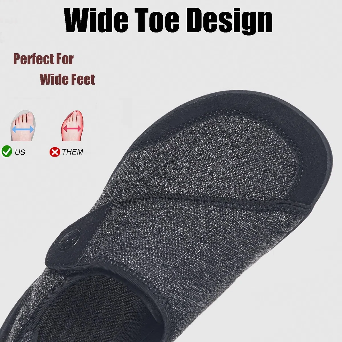 Sisttke Chaussons Homme Femmes Large Chaussures Diabétiques Orthopédique Anti-dérapante œdème gonflement Chaussures Marche Ajustables Confortable pour Personnes Âgées