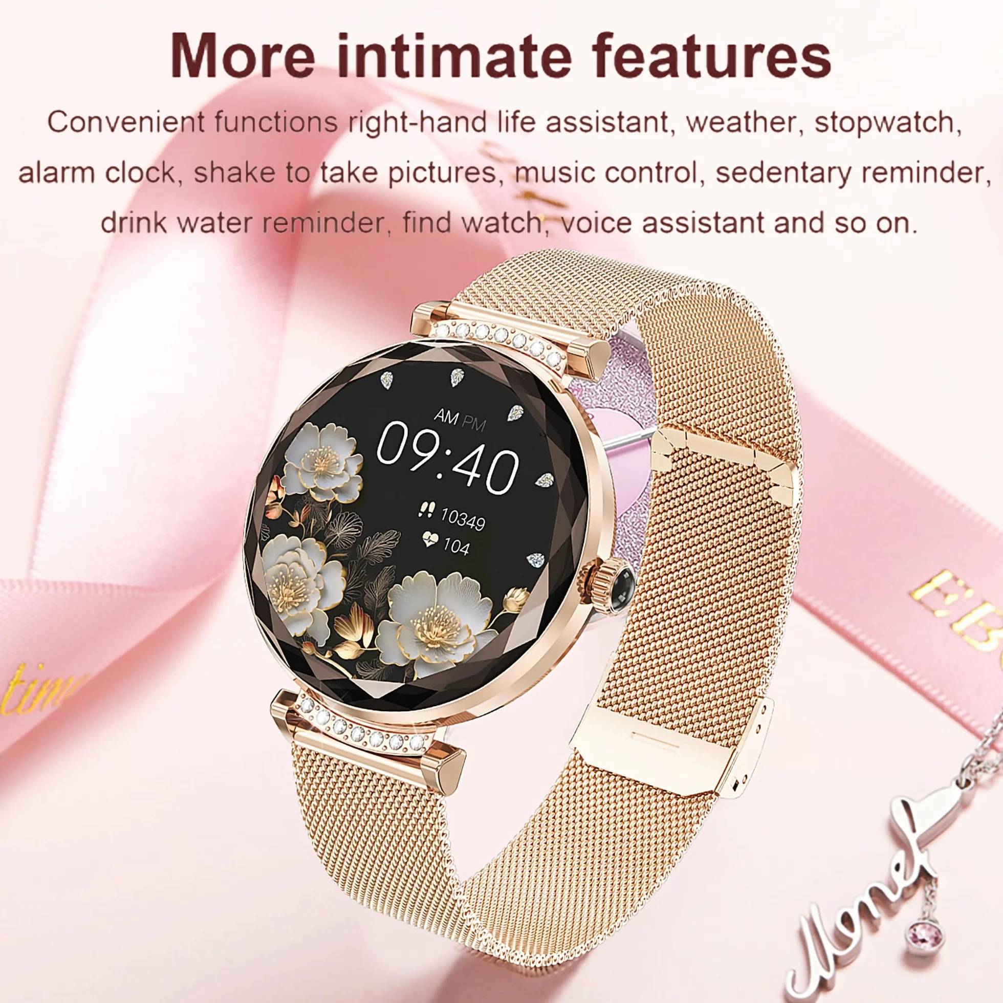 LONGLU Montre Intelligente pour Femmes avec Appel téléphonique Bluetooth pour iPhone et téléphones Android Tracker de Fitness Multi-Sport avec réponse/appels imperméable (Argenté)