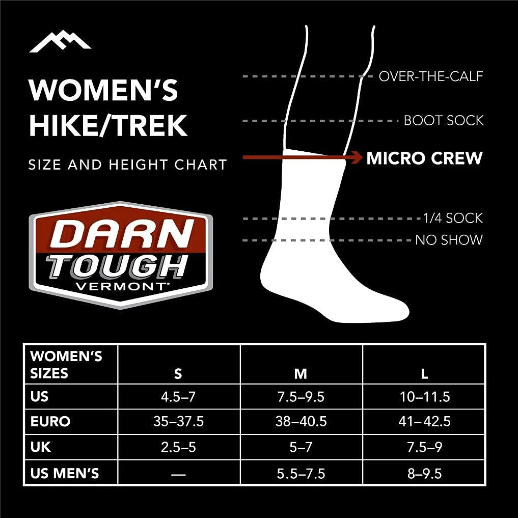 Darn Tough Merino Wool Micro Crew Socks Cushion Équipement de plein air Femme (lot de 1)
