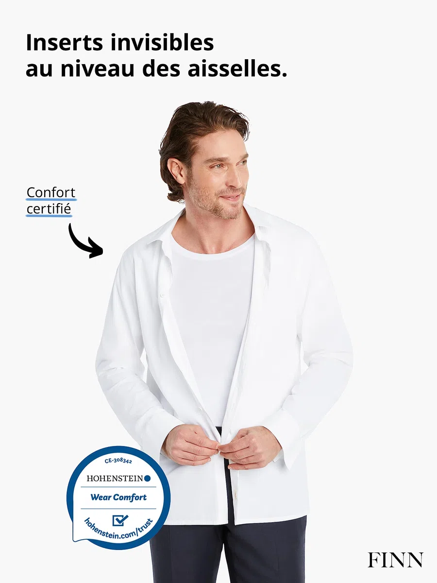 FINN T-Shirt Anti-Transpiration pour Hommes avec col Rond et Patchs intégrés aux aisselles pour la Forte Transpiration - Maillot de Corps Contre Les odeurs et Les Taches de Sueur