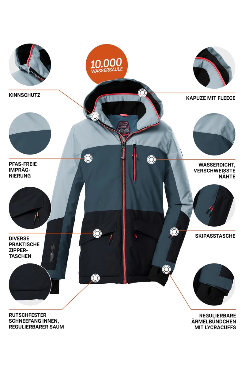 Killtec Ksw 208 Grls Ski Jckt Veste de ski/fonctionnelle avec capuche et jupe pare-neige Fille