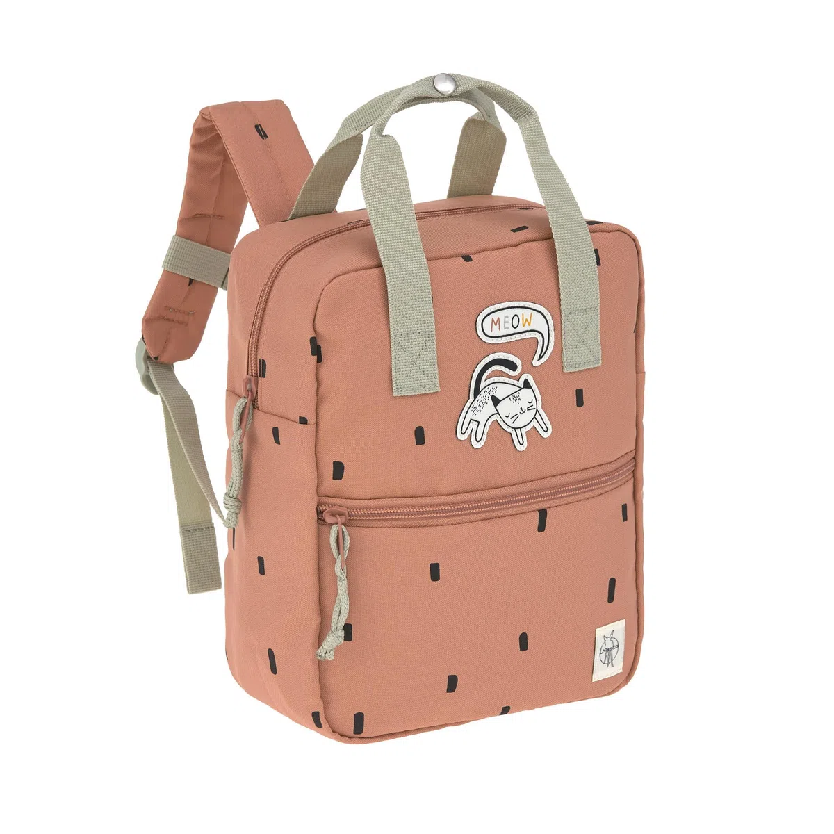 Lässig Sac à dos pour enfants avec sangle de poitrine Sac à dos pour l'école maternelle 28 cm, 5,5 litres, 3 ans/Mini Square Backpack Happy Prints caramel
