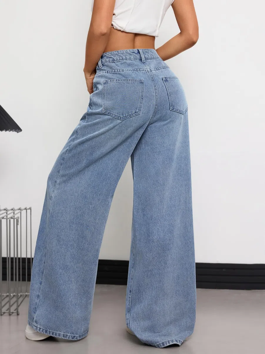 Jean Femme Large Baggy Denim Tendance 2026 Pantalon Vintage Hip Hop Loose Fit Streetwear