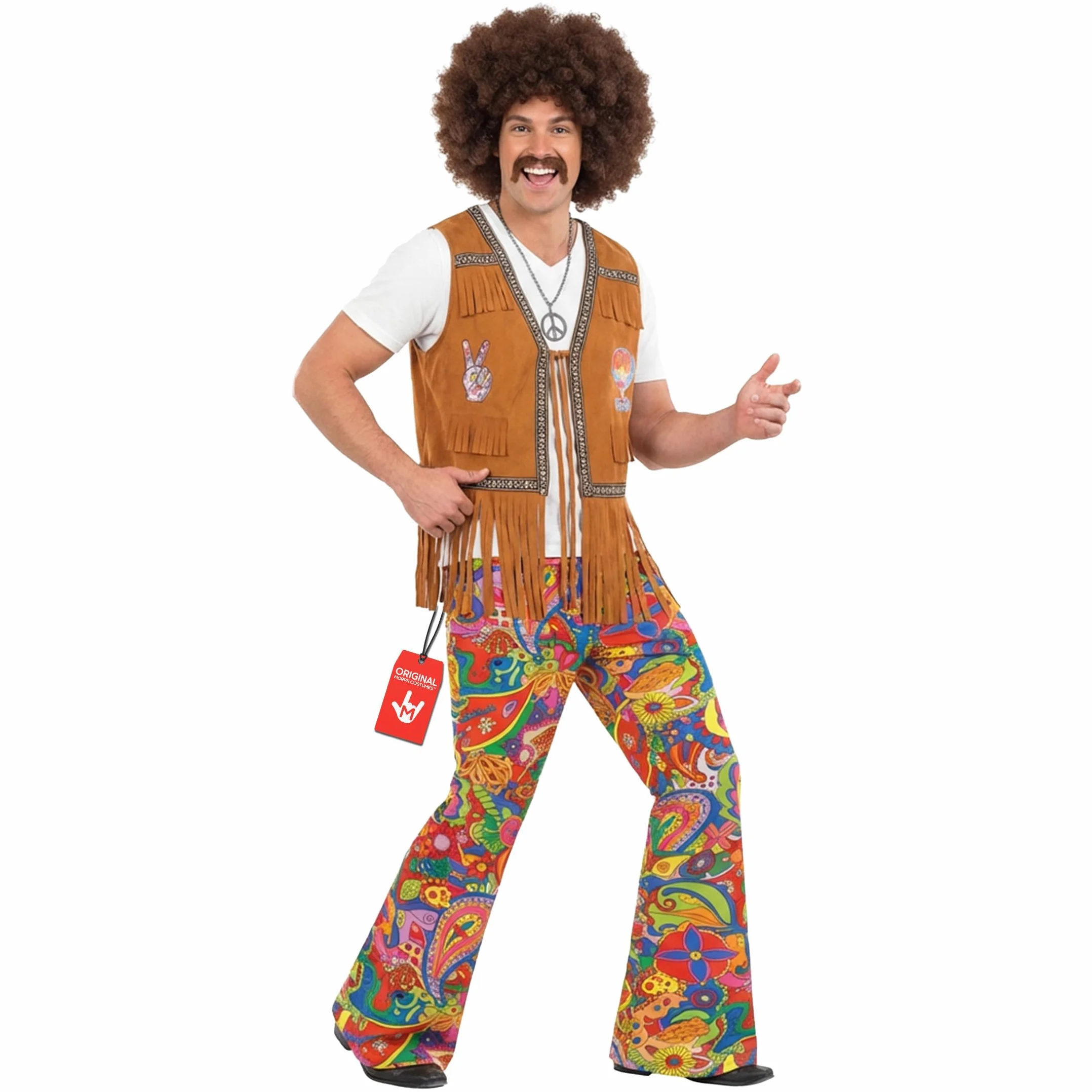 Fun Shack Pantalon Hippie Homme, Déguisement Années 70, Pantalon Patte d'Éléphant Vintage Homme