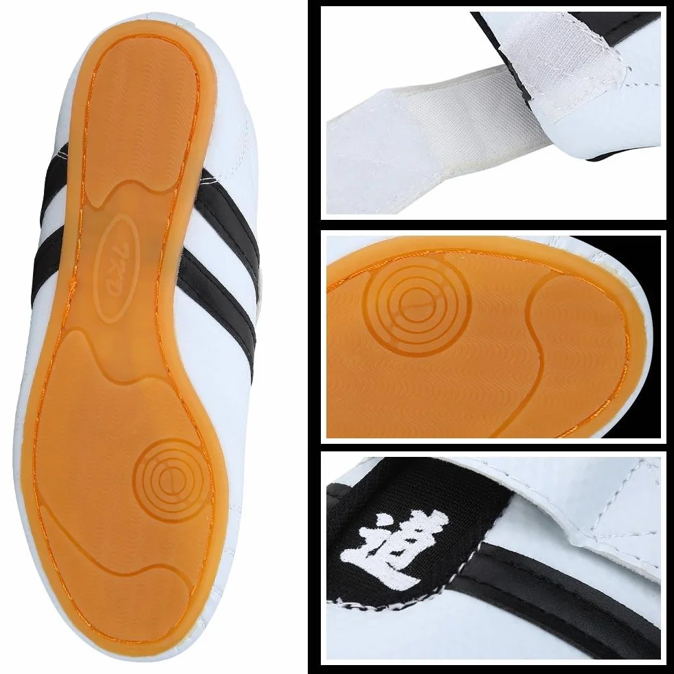 Taekwondo Chaussures Arts Martiaux Trainning Chaussures Sneaker Boxe Karaté Kung Fu Tai Chi Chaussures Rayures Sneakers pour Hommes Femmes