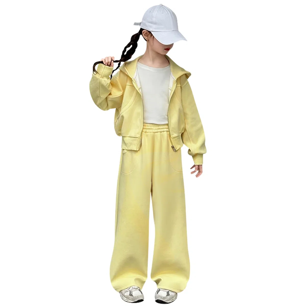 Survêtement Enfant Fille Ensemble de Sport 2pcs Veste Zippée à Capuche + Pantalons Jogging pour Printemps Automne