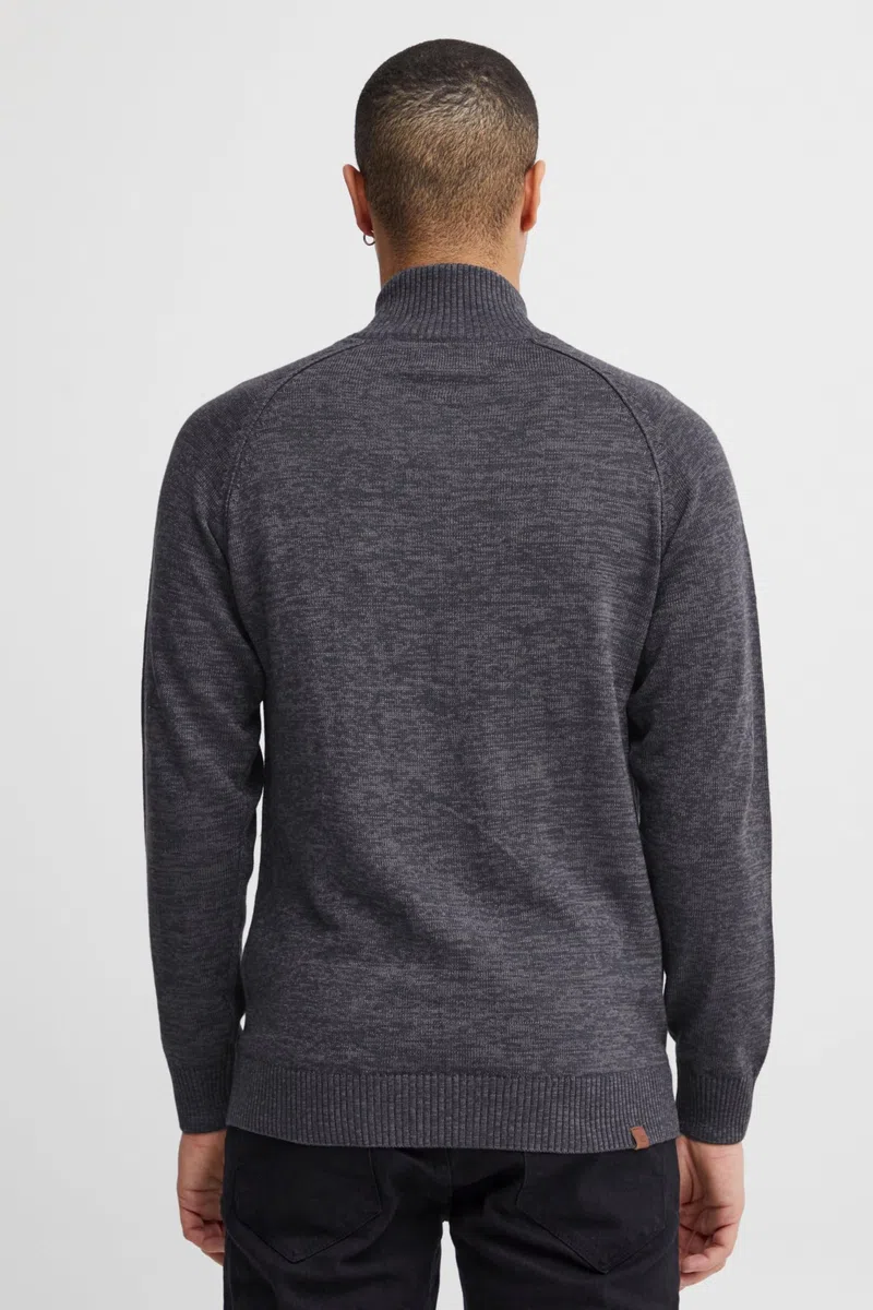 BLEND BHDaniri Homme Cardigan Gilet en Maille Fin avec col Montant Fermeture éclair Poignets côtelés Mélange de Coton Regular Fit