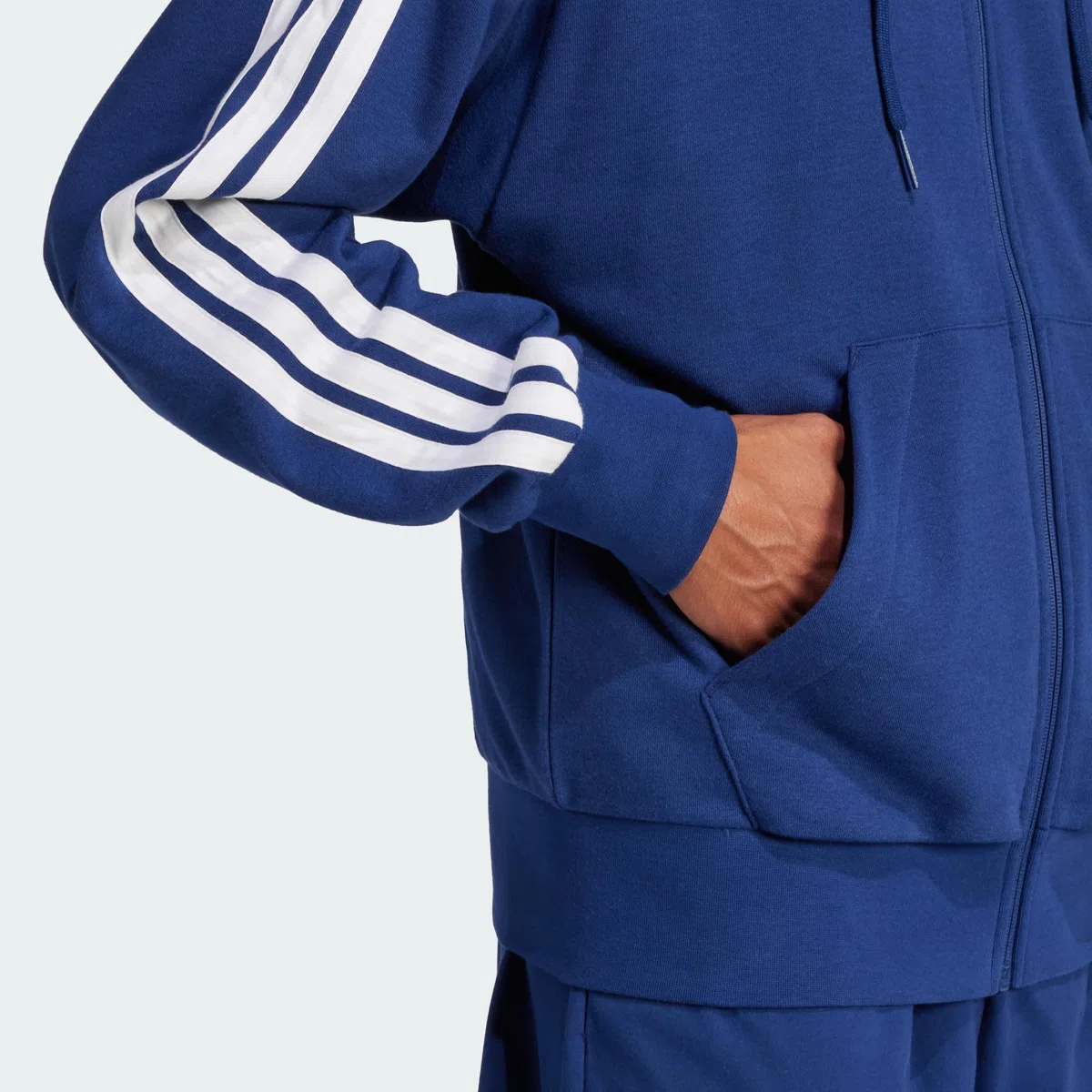 Adidas Homme Essential Three Stripes French Terry Fullzip Hoodie