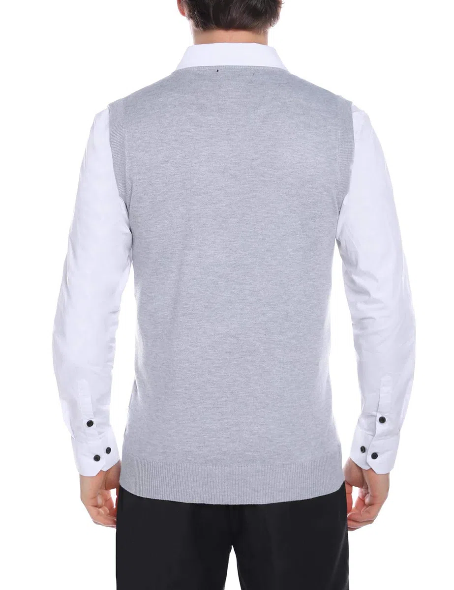 iClosam Pull Homme sans Manche Pullover Homme Hiver Classique Pulls Col V Business Tricoté en Maille Chemise Tricoté Débardeurs