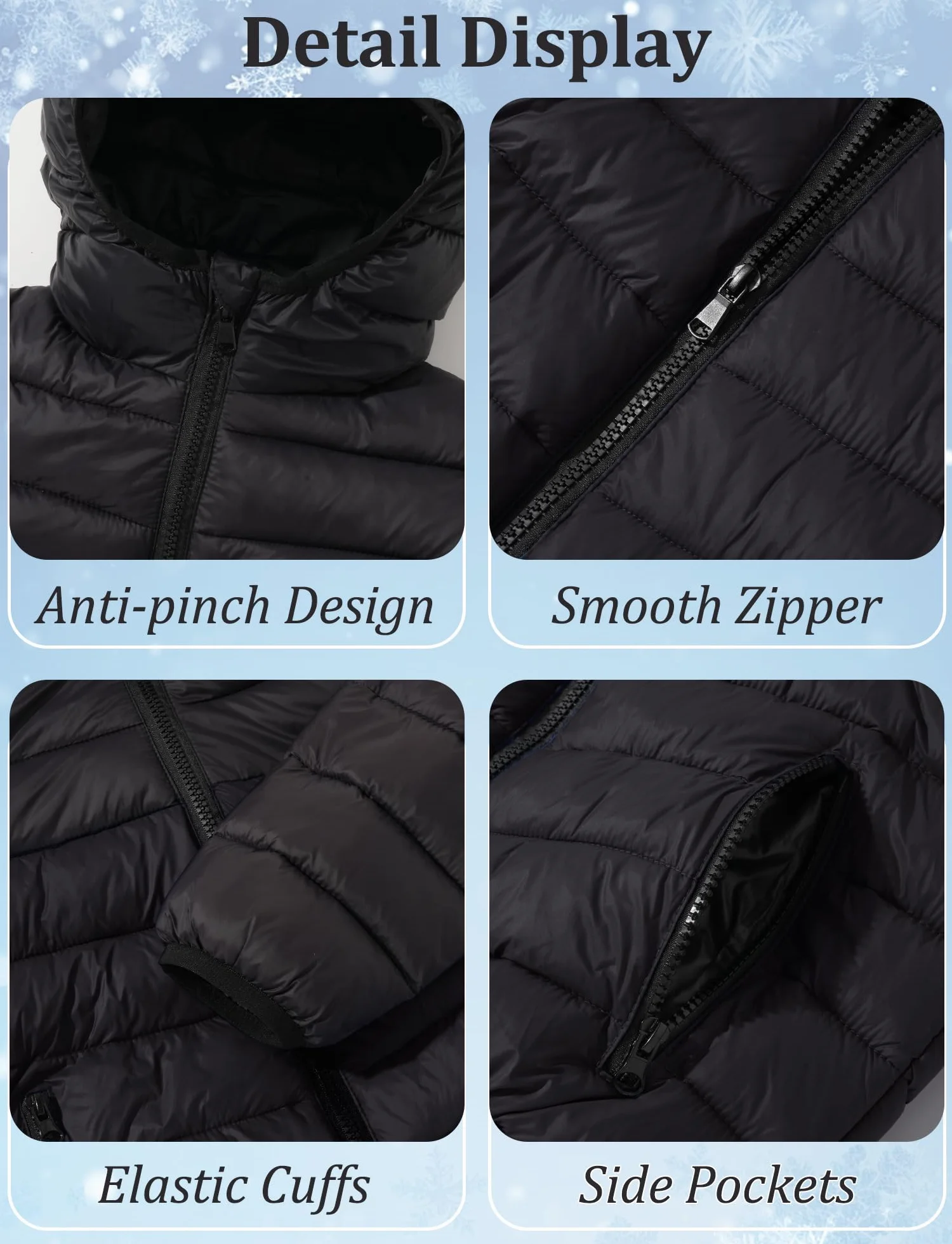 Manteau d'Hiver Garçon Fille Enfant Veste à Capuche Matelassé Blouson Chaud Coupe-vent Doudoune Légère Confortable 7-16 Ans