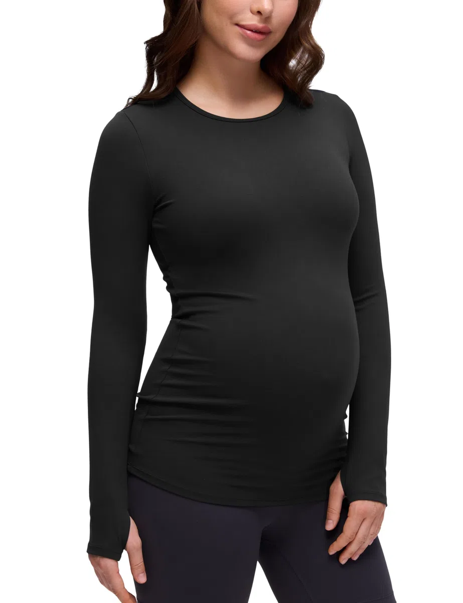 CRZ YOGA Butterluxe Chemisiers de Maternité à Manches Longues et col Rond pour Femme