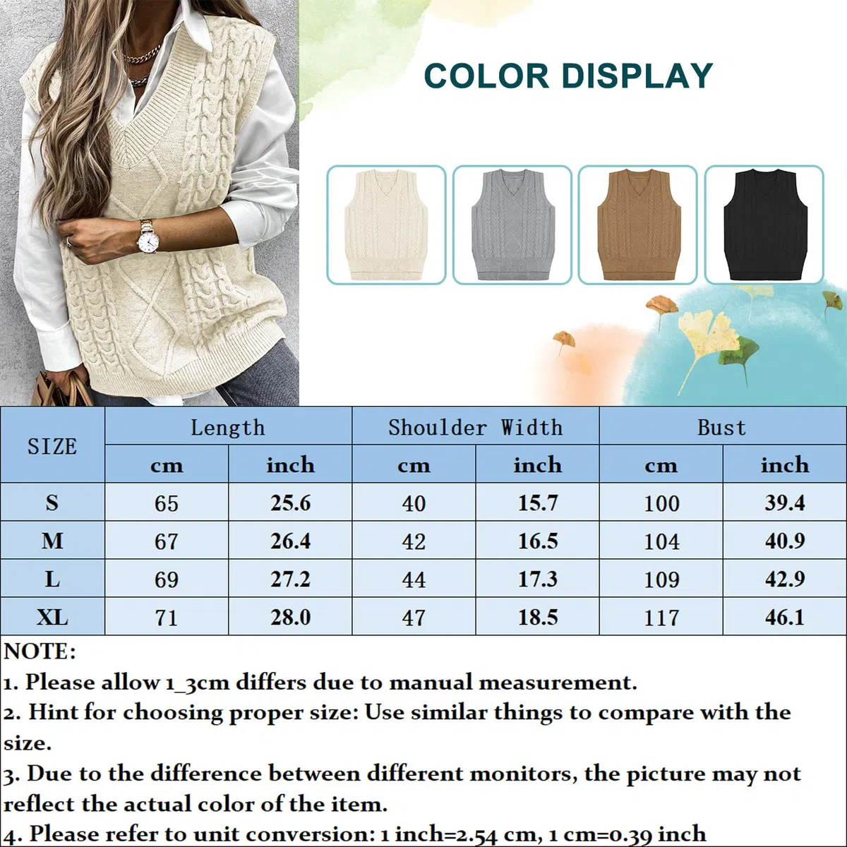 Voqeen Pull Femme Gilet en Tricot sans Manches Blouson Col V Pullover Chandail Chaud Bureau Tops Automne Hiver Veste Sweater Simple Cadeaux de Noël La Saint-Valentin Anniversaire