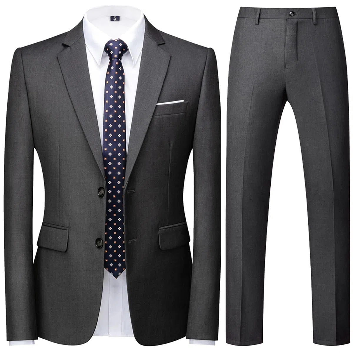 Allthemen Costume Homme Mariage 2 Pièces Slim Fit Smoking Costume Couleur Pure Casual Deux Boutons Formel Veste et Pantalon Homme