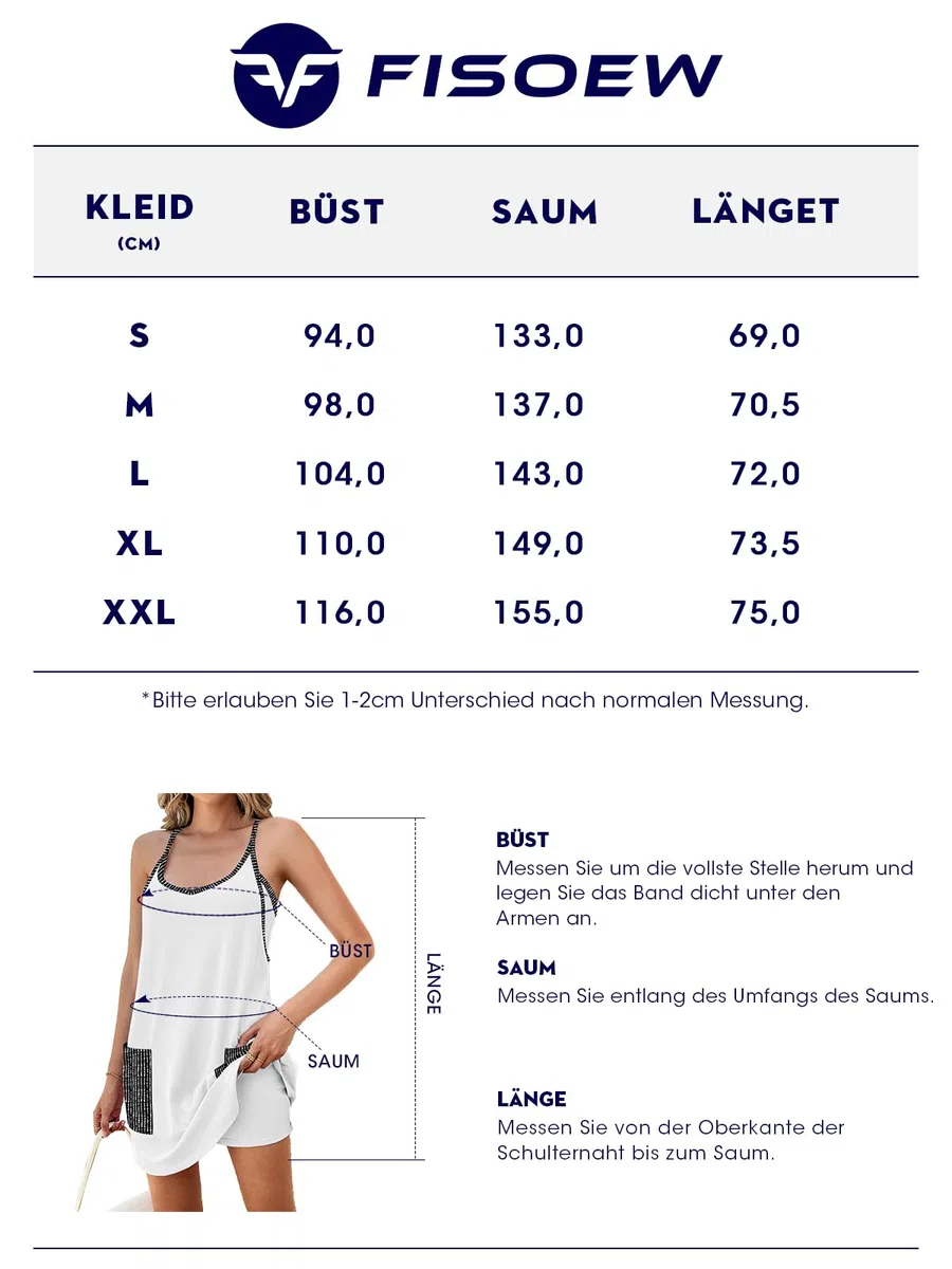 Fisoew Robe de tennis pour femme - Sans manches - Col en U - Avec short - Mini robe d'été - Mini robe d'entraînement