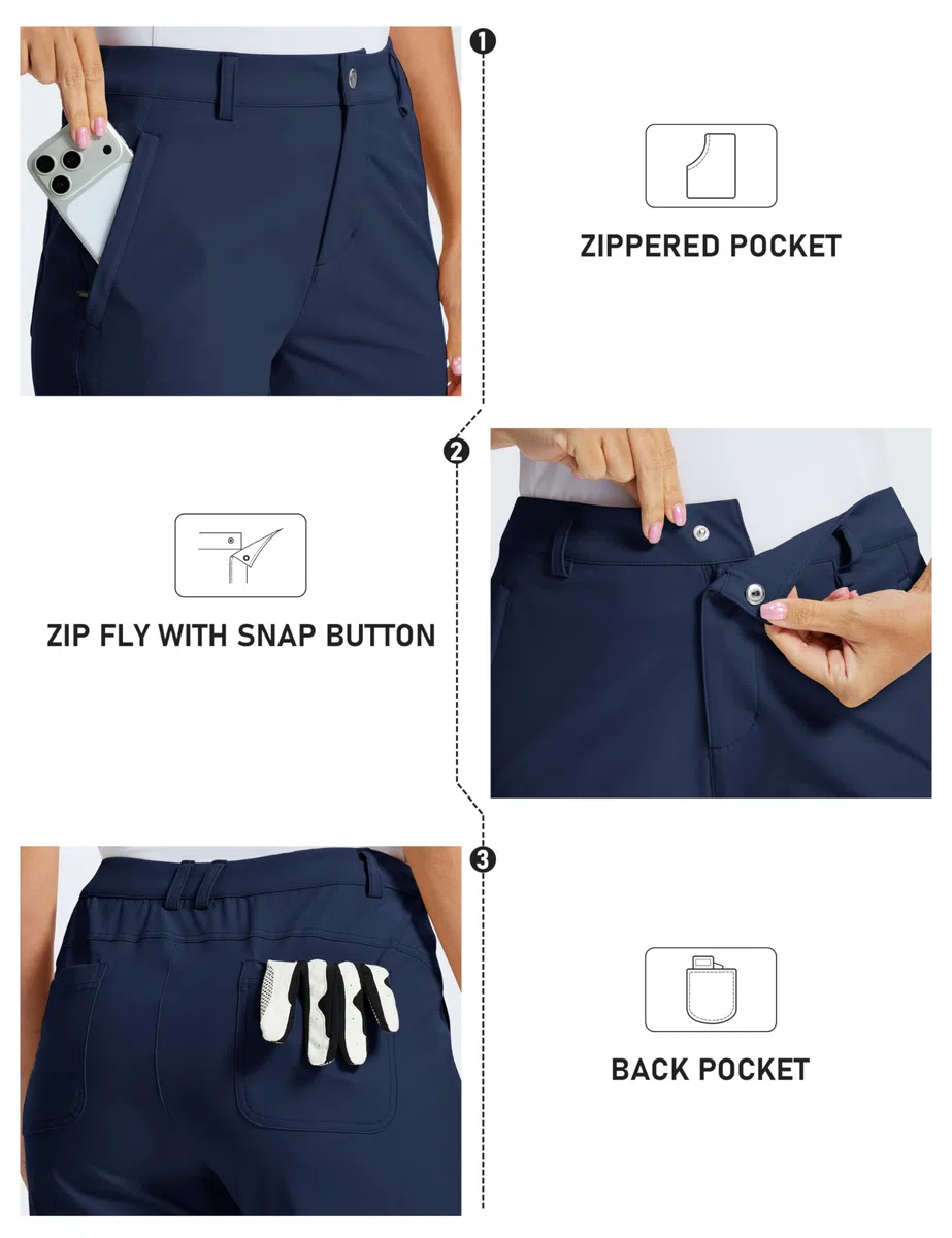 MoFiz Short Cargo Femme Golf Shorts de Randonnée Bermuda Résistant à l'eau UPF 50+ Léger Sèche-Rapide Shorts Safari Sport Court avec Poches pour l'été