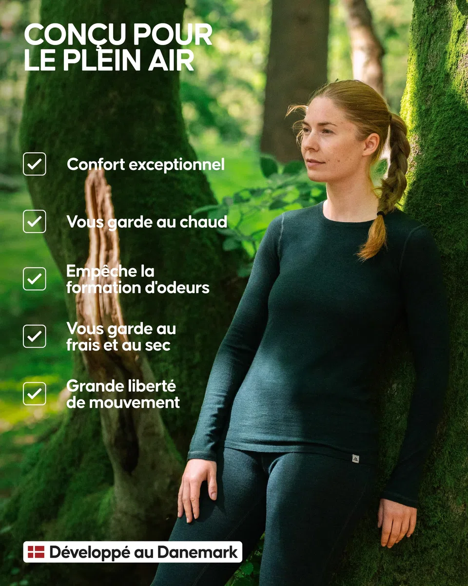 DANISH ENDURANCE Haut Thermique en Laine Merinos pour Femme, sous-Vêtements Thermiques. Couche de Base d'hiver