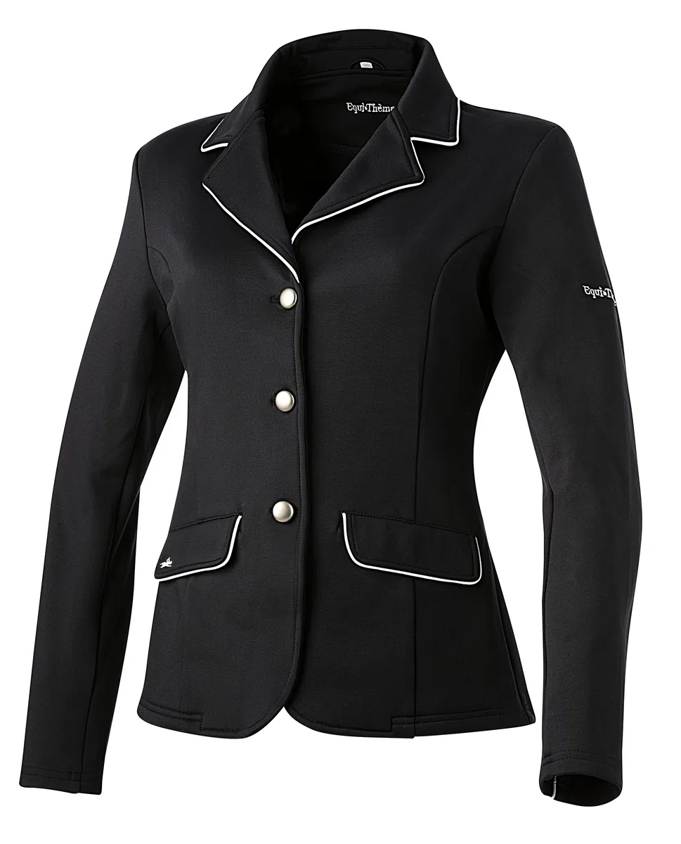 Equi-Theme/Equit'M 988481236 Veste de compétition Classique Souple Noir/Gris Passepoil Taille Unique