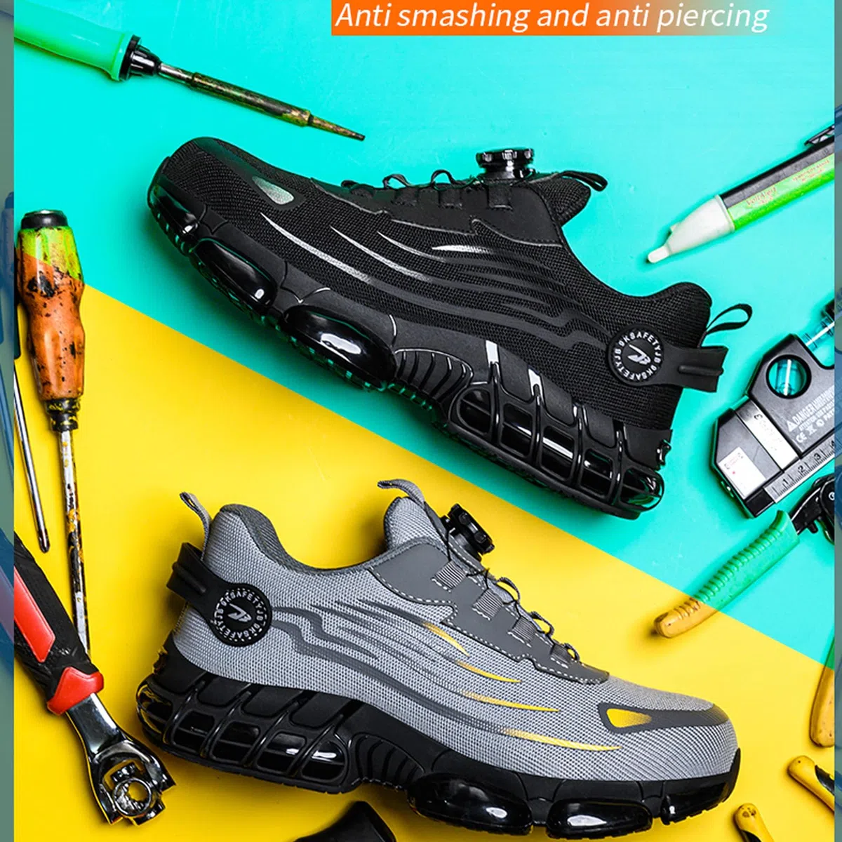 Chaussures de Sécurité Homme Confortable Baskets de Travail Protection Embout Acier Antidérapante SRC Legere Chaussures de Travail Respirante Anti-Perforation