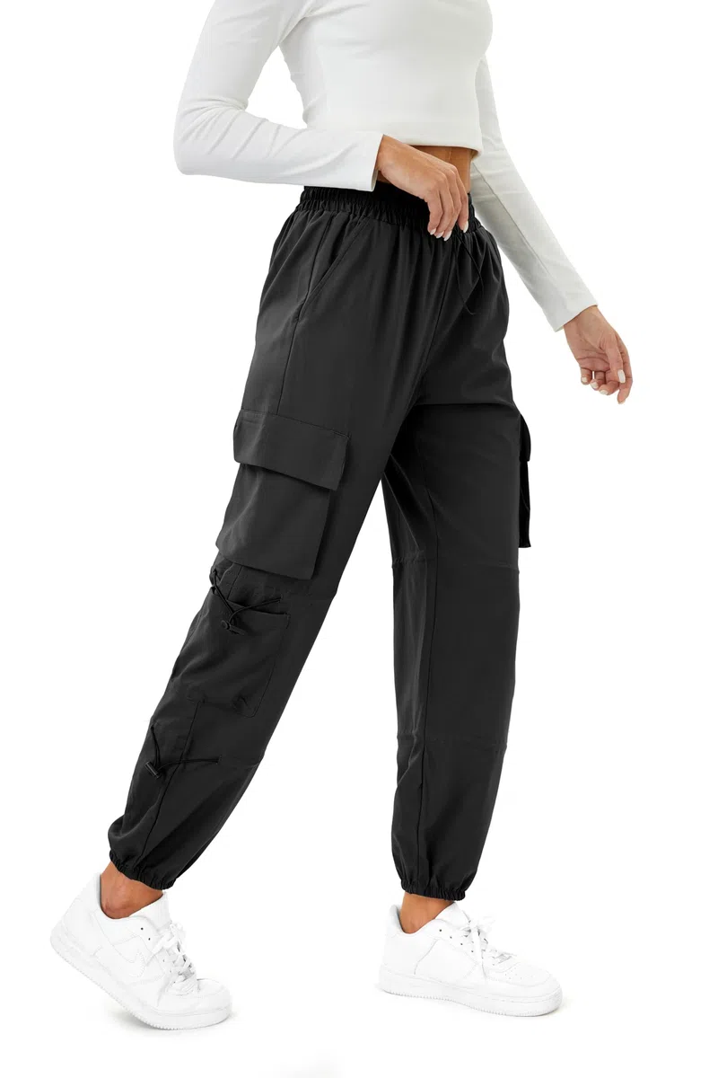 Friptspyg Pantalon de Trekking pour Femmes Léger avec Poche Pantalon de Randonnée Séchage Rapide Imperméable Ceinture Réglable Pantalon de Plein Air Style Sportif pour Jogging