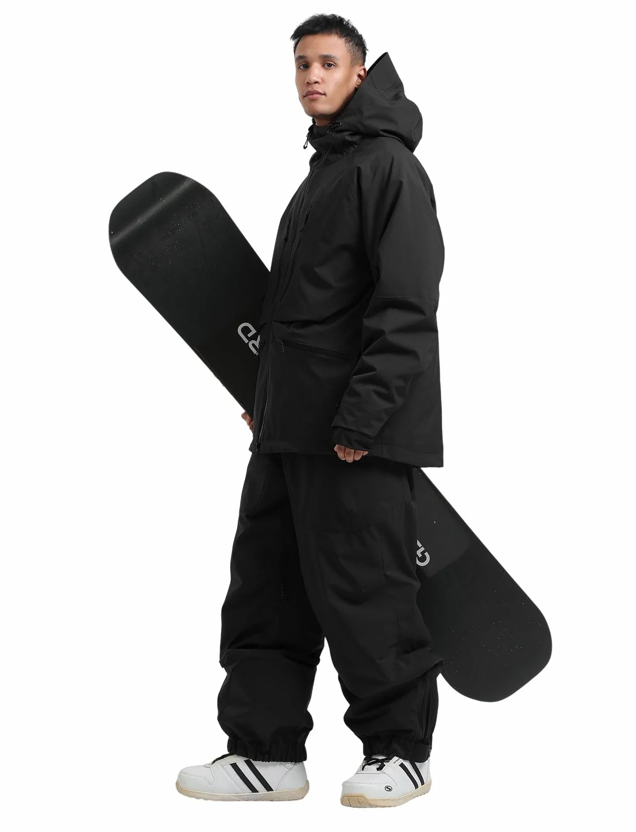 GSOU SNOW Ensemble Veste et Pantalon de Ski et Snowboard Homme - Baggy Ample Plusieurs Poches Unisexe Imperméable Coupe-Vent Respirant Chaud à Capuche