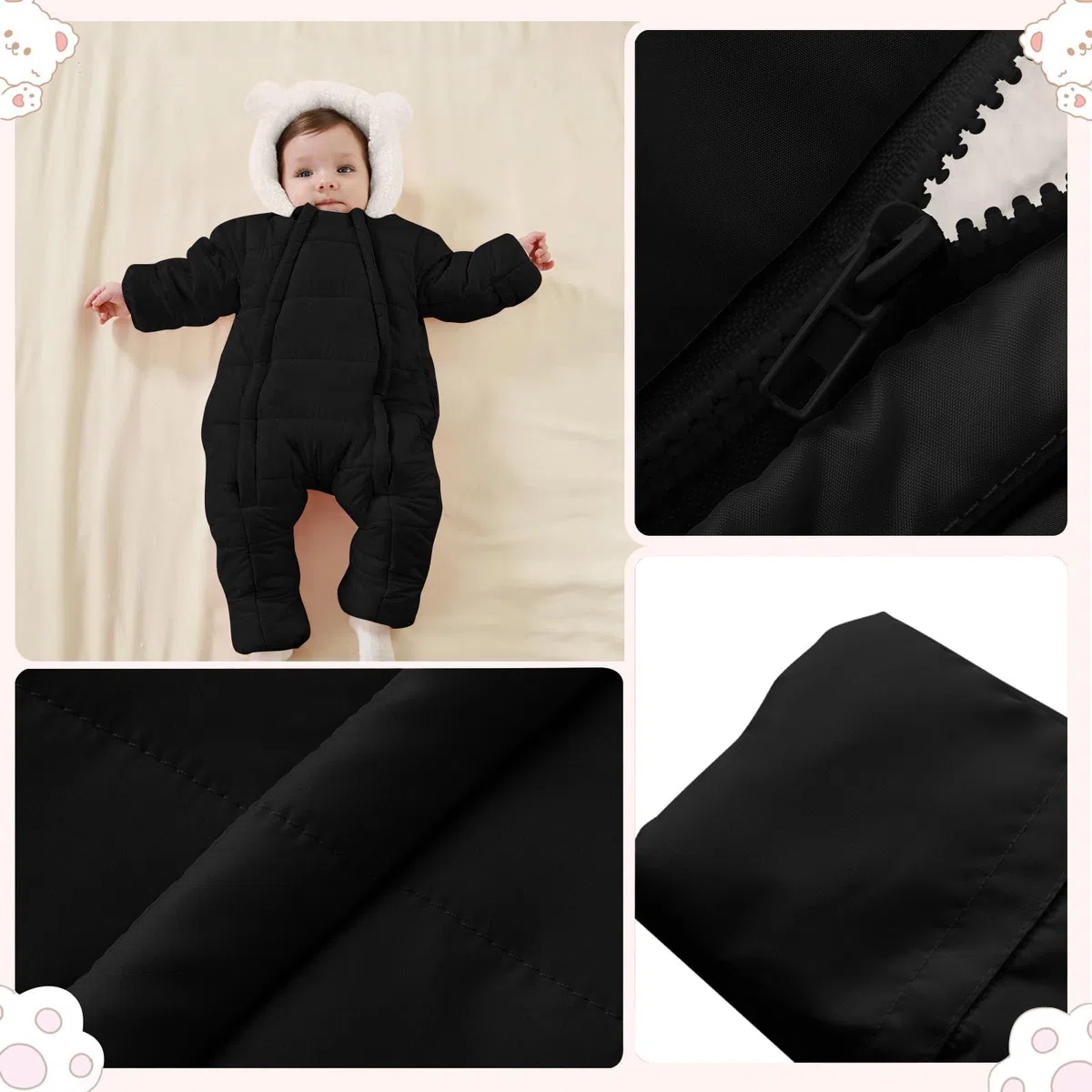 Combinaison Ski Enfant Garçon à Capuche Imperméables Coupe-Vent Vêtements de Ski Fille Noel Combinaisons en Polaire de Neige Hiver Chaude Salopettes Veste Snowsuit Jumpsuit de Sports 0-3 ans