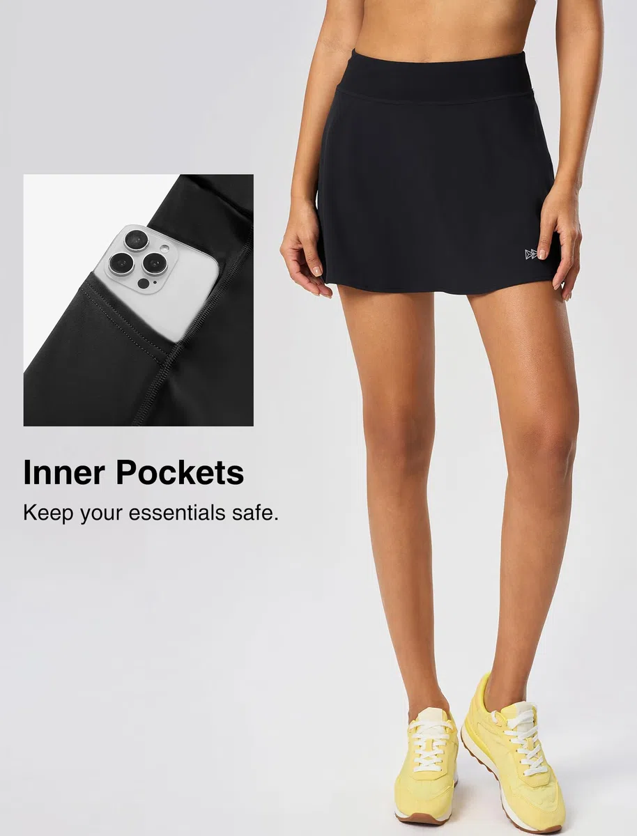 Yvette Jupe athlétique pour tennis, golf, pickleball – Jupe-short de sport taille haute avec poches
