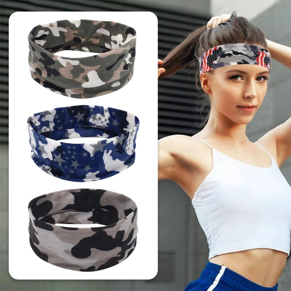 4 Bandeaux De Camouflage Et 4 Bandeaux Fins, Bandeaux De Sport, Bandeaux Élastiques, Bandeaux Doux Absorbant La Transpiration, Équipement De Sport.