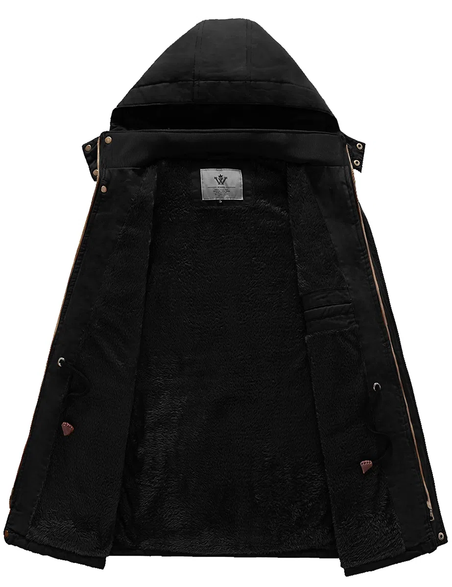 WenVen Homme Veste Décontractée à Capuche Hiver Chaud Manteau d'Extérieur Classique Veste Militaire Cargo Style Manteau Doublure Polaire