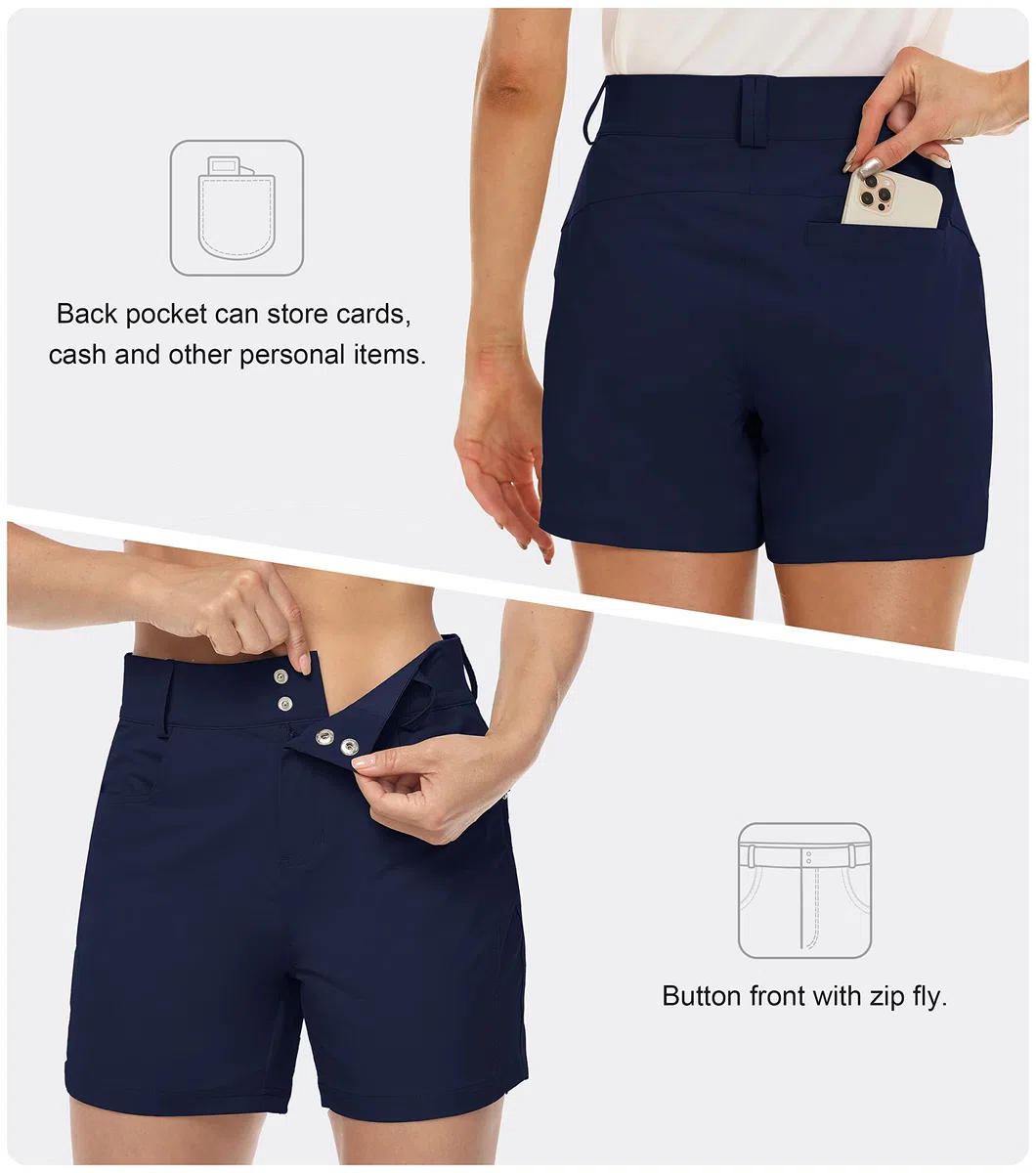 MoFiz Shorts Femme Pantalon Court de Golf Randonnée d'été Léger Shorts Outdoor Imperméable Séchage Rapide avec Elastique Ceinture Intégrée