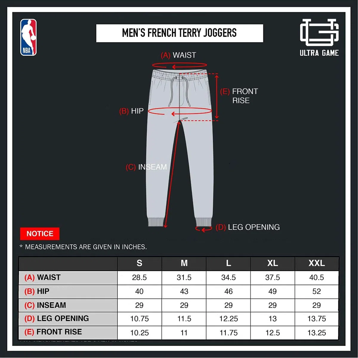 Ultra Game Pantalon de jogging officiel NBA super doux pour homme