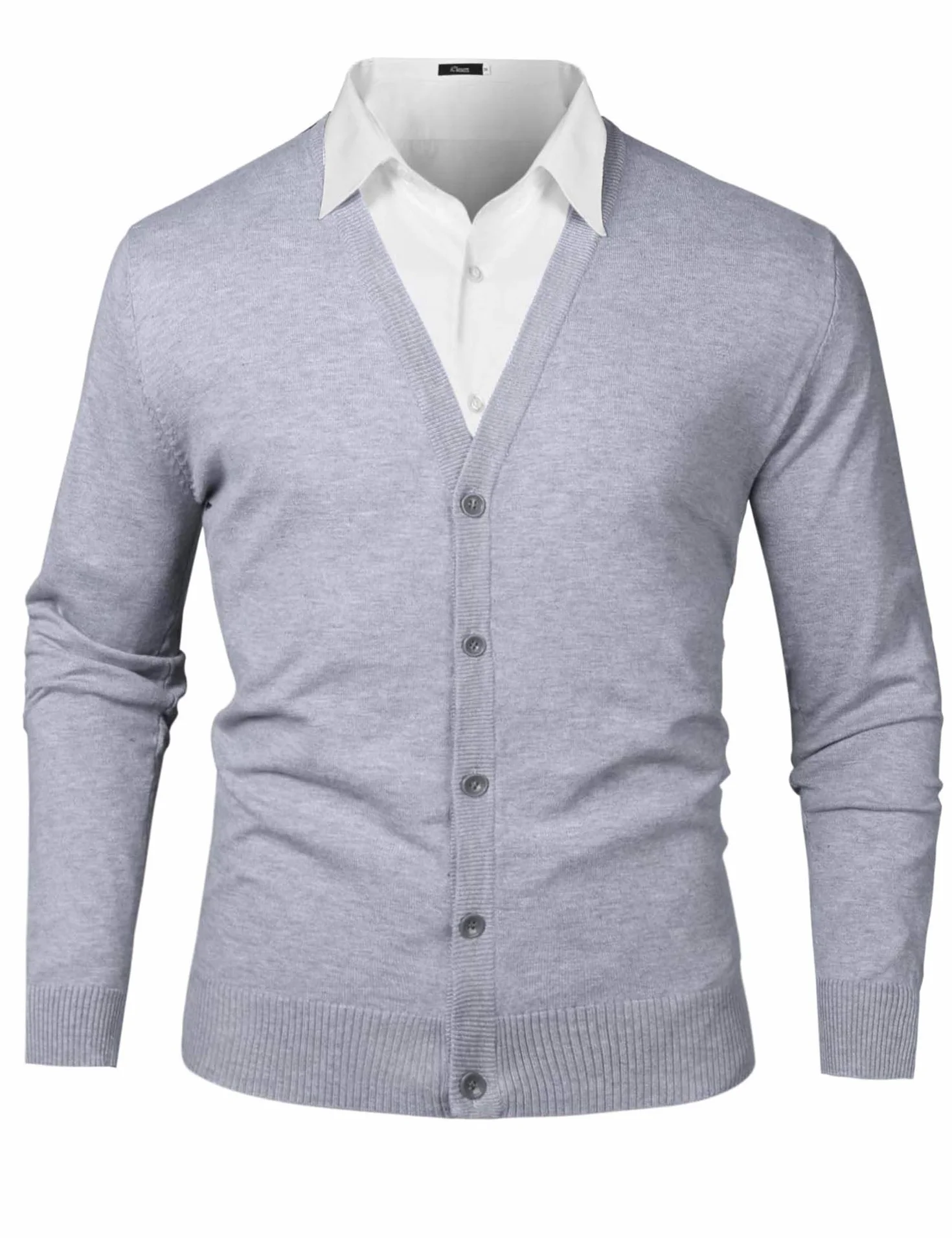 iClosam Cardigan Homme Gilets Pull Col en V en Coton Soft en Tricot à Manches Longues à Boutons Casual Couleur Unie