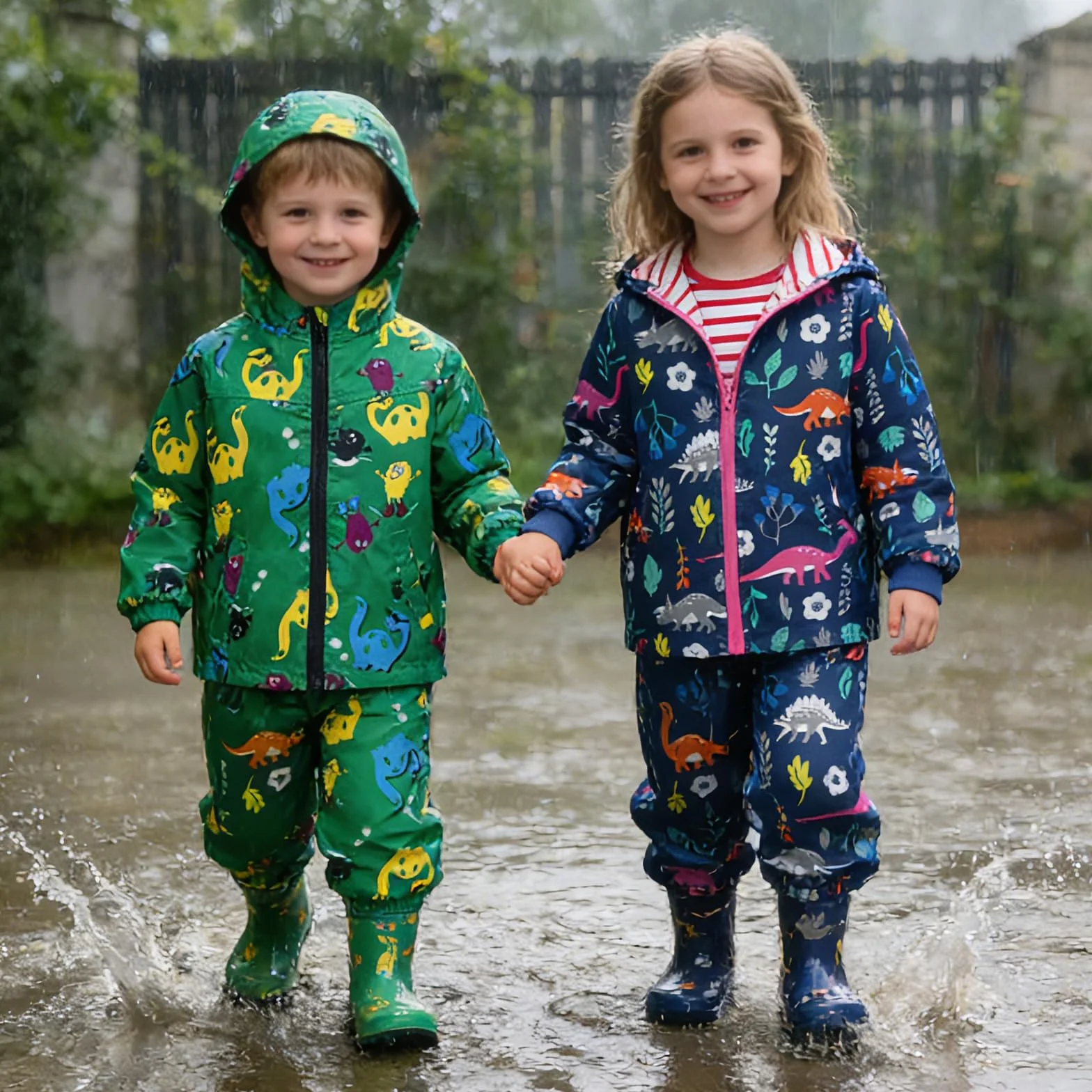 LZH Enfant en Bas âge bébé garçons Filles imperméable Veste à Capuche imperméable Dinosaure Manteau + Pantalon Costume