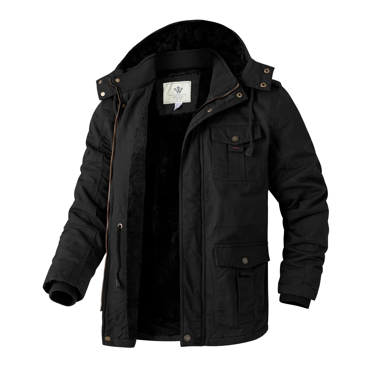 WenVen Homme Veste Décontractée à Capuche Hiver Chaud Manteau d'Extérieur Classique Veste Militaire Cargo Style Manteau Doublure Polaire