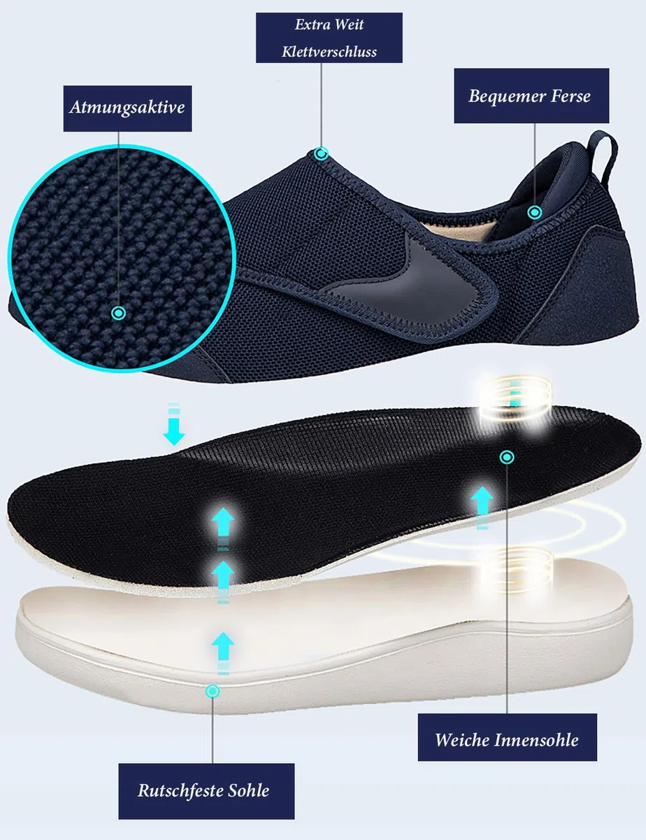 Gaatpot Chaussures Diabétiques Hommes Femmes Chaussons Extra-Larges De Marche Rééducation Ajustables Orthopédique Âgées De La Douleur Au Pied 36-44